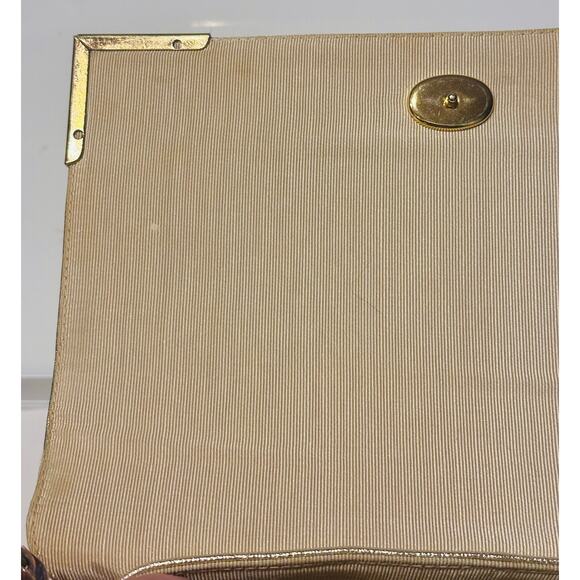 Vintage Metallic Gold Evening Clutch/Purse Gold Chain Shoulder Strap letter “FRH - Picture 12 of 12